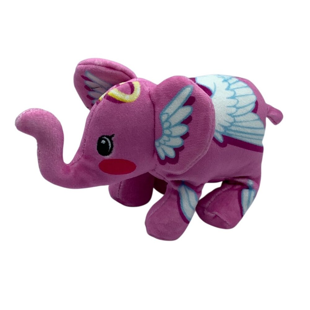Pop Art‎ Soft Pink Elephant Plush Toy Angel Wings Stuffed Animal 7"x4.5"